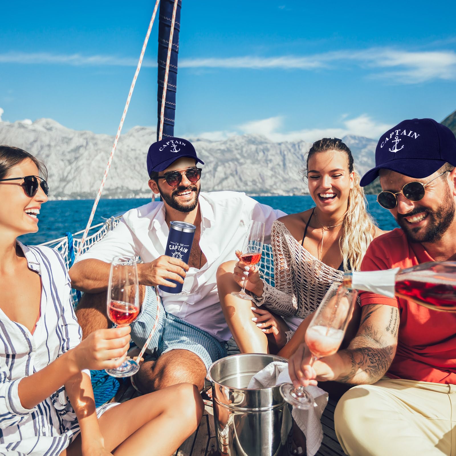 Handepo outdoor boating scene showing cap and mug on a trip