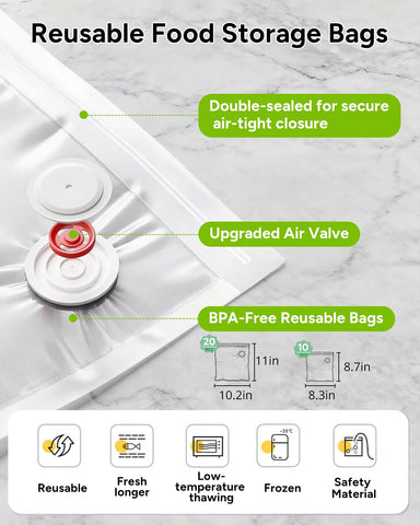 Handheld Vacuum Sealer freezer safe protects frozen foods from air exposure.