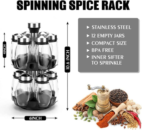 Handisen spice rack with rotating base enables quick seasoning selection