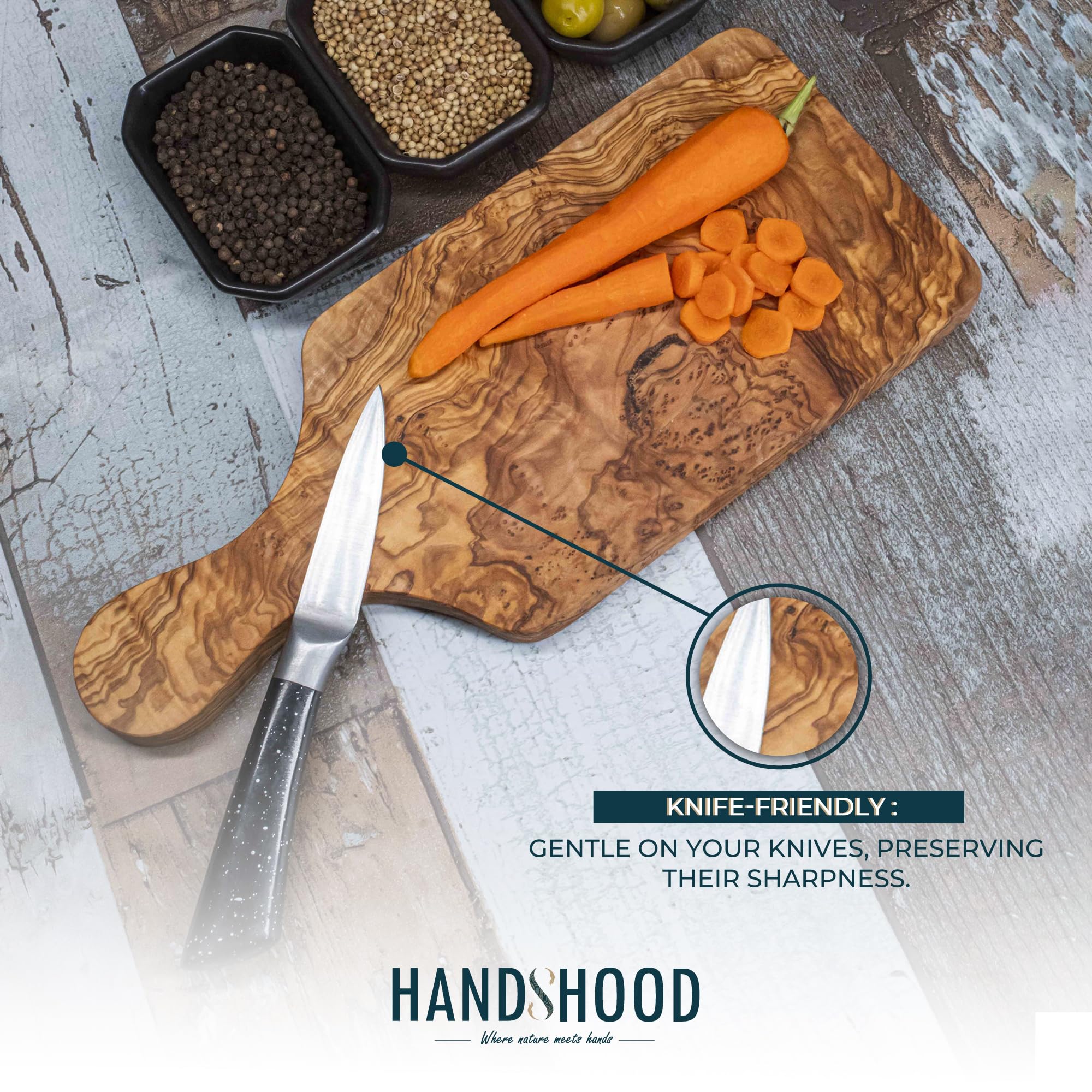 HandsHood eco-friendly sourcing olive wood from pruned branches.