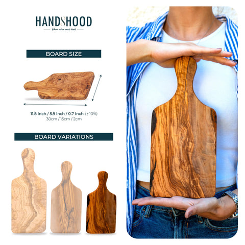 HandsHood gift packaging idea featuring premium olive wood board.