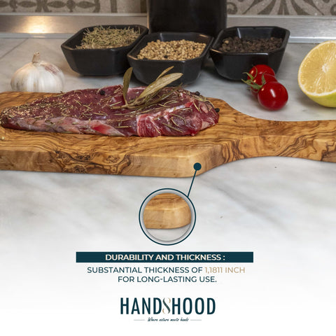 HandsHood charcuterie setup on olive wood board for elegant entertaining.