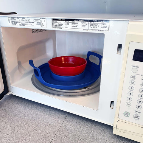 Handy Gourmet caddy fits bowls 5 inches and plates up to 10.5 inches.
