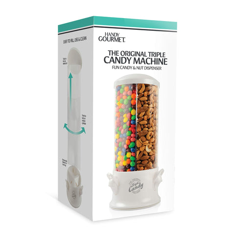 Handy Gourmet three-compartment design ideal for jelly beans, nuts, and gumballs