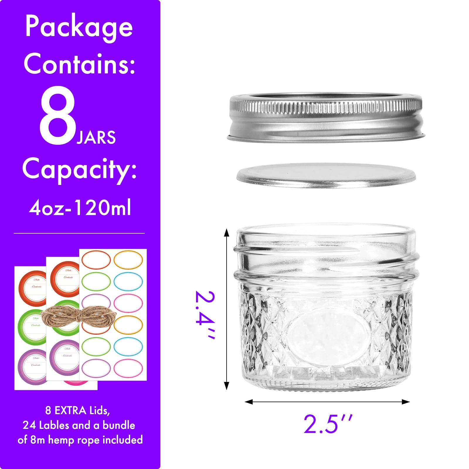 Haneye mason jar with regular lid provides a tight seal and freshness