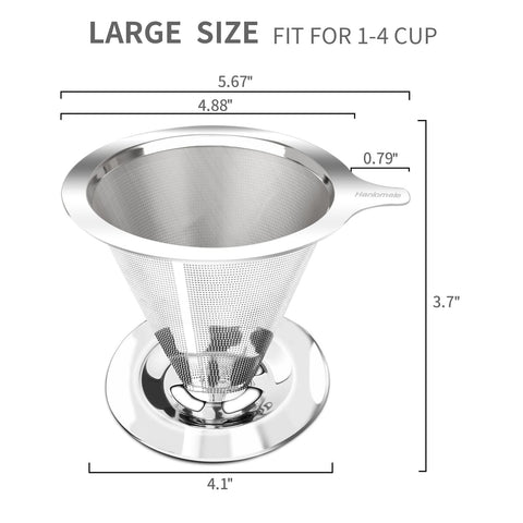 Hanlomele double-mesh filter close-up highlights durable stainless steel design.