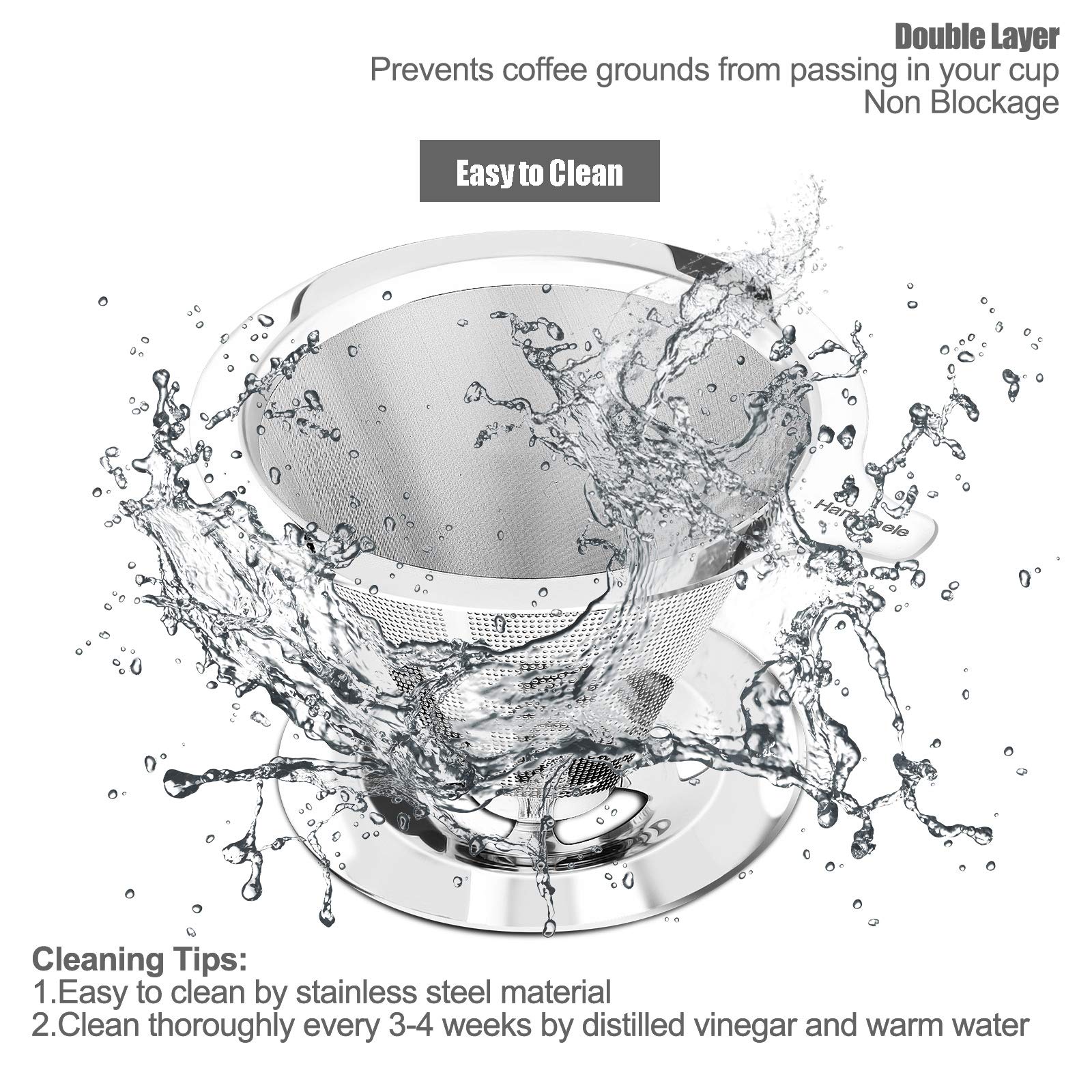 Hanlomele filter holder wide-base ensures stable, spill-free brewing.