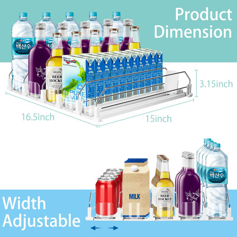 Hanmir five-row can dispenser demonstrates efficient multi-pack storage in the fridge.