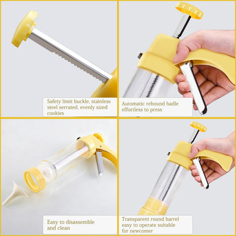 Hanmsen cookie press with 6 icing tips enables decorative icing designs