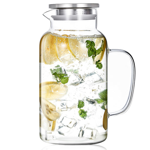 Hannadepot borosilicate glass pitcher shows contents clearly for daily use.