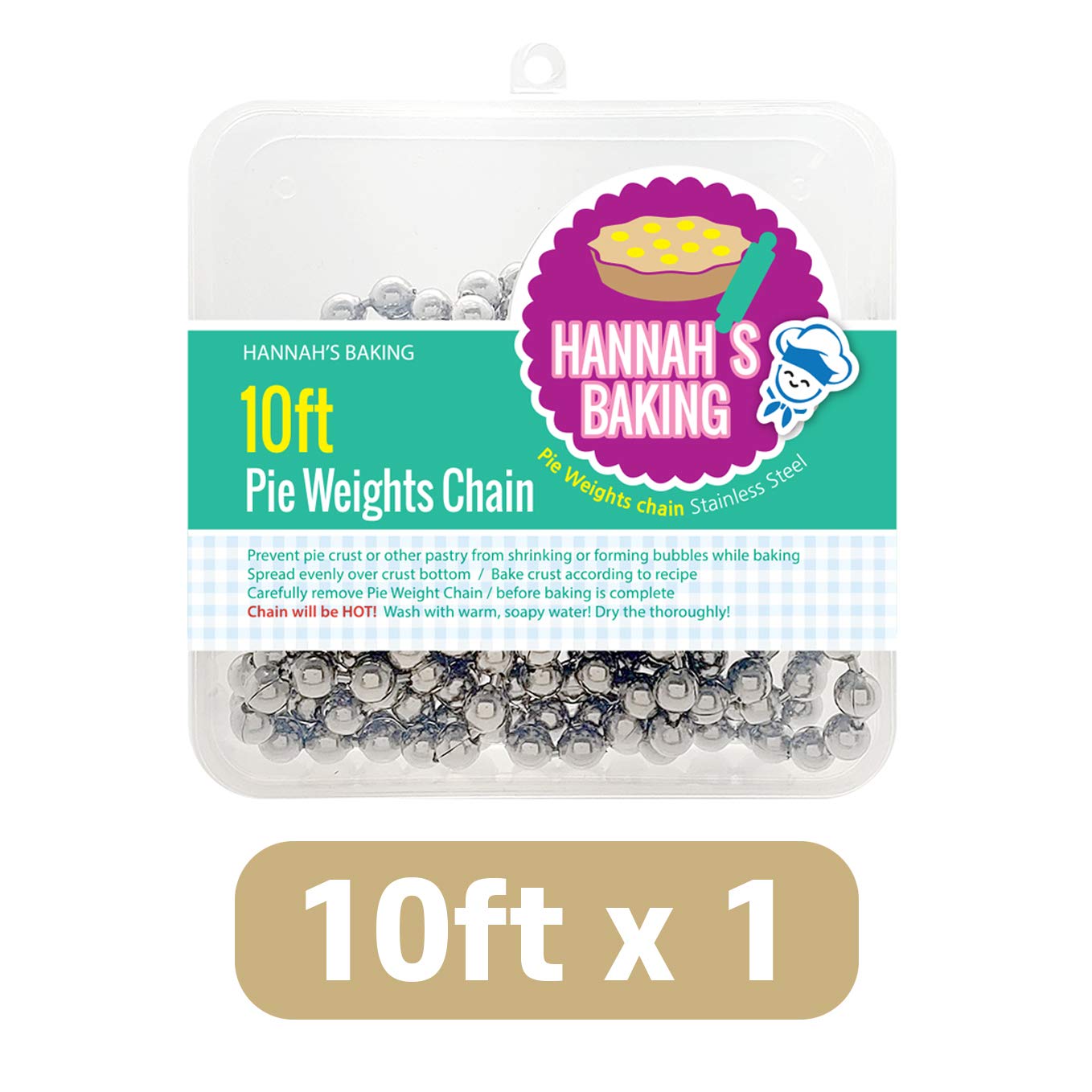 HANNAH'S BAKING safe and durable weights help maintain flaky crusts during bake