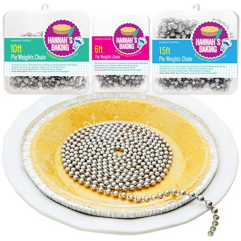 HANNAH'S BAKING pie chain weights in durable loop configuration for even blind baking