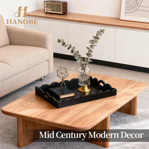 Hanobe black coffee-table tray organizes remotes and candles with modern flair
