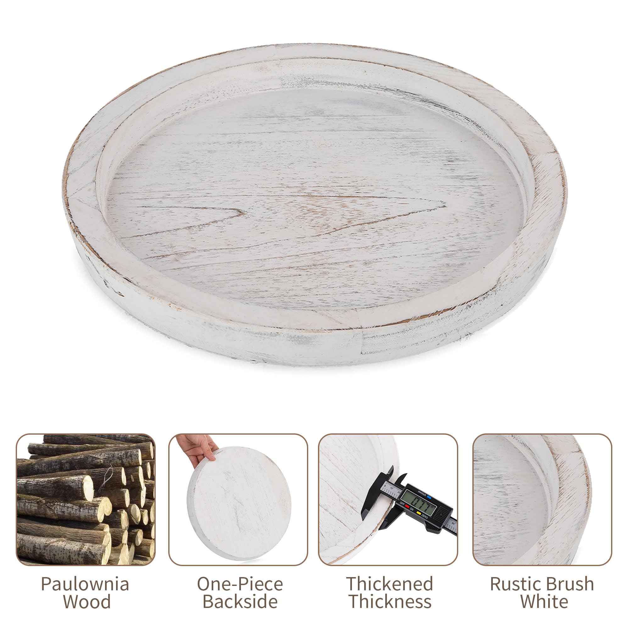 Hanobe circular wood tray with natural finish enhances decor