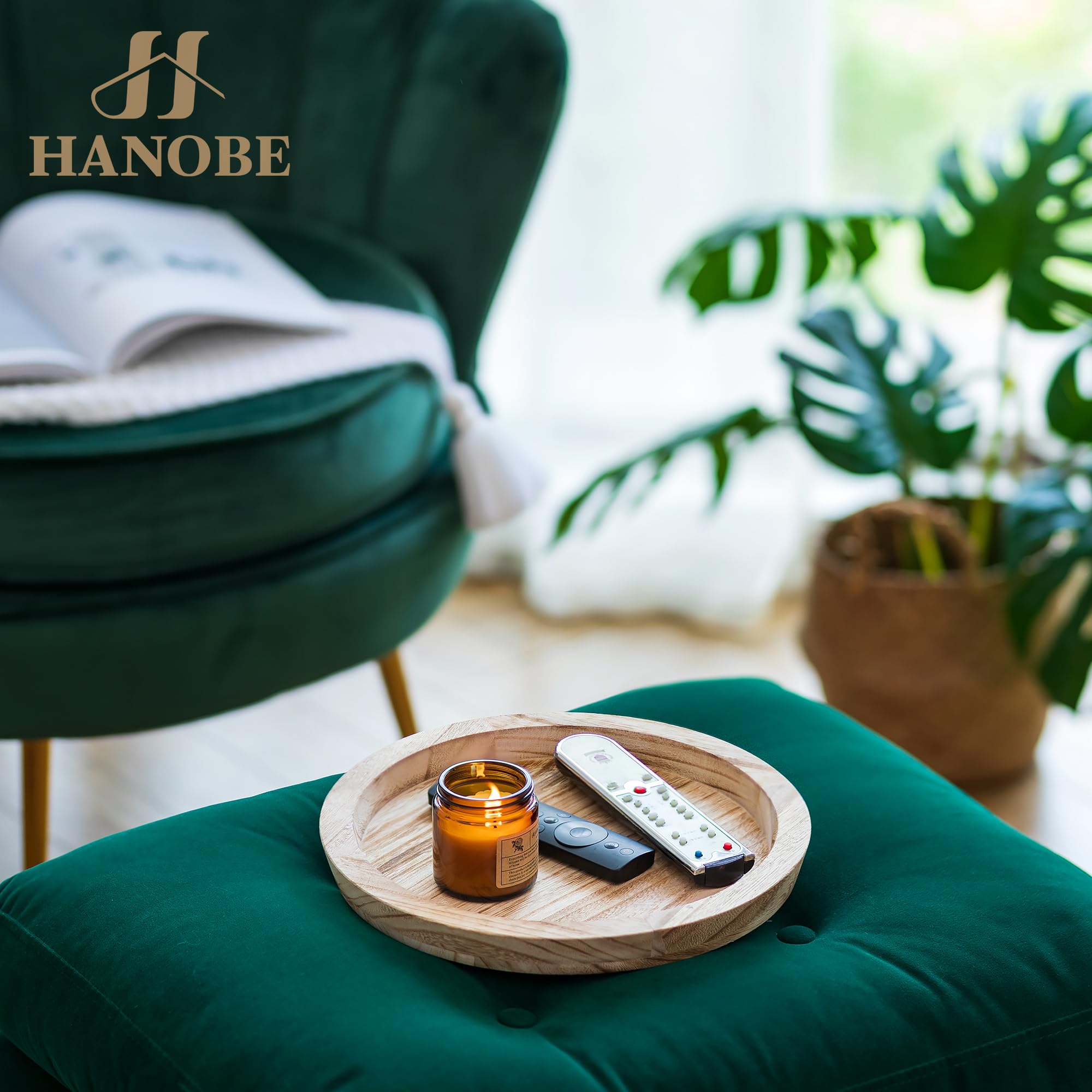 Hanobe curved edges rustic tray keeps foods and drinks in place