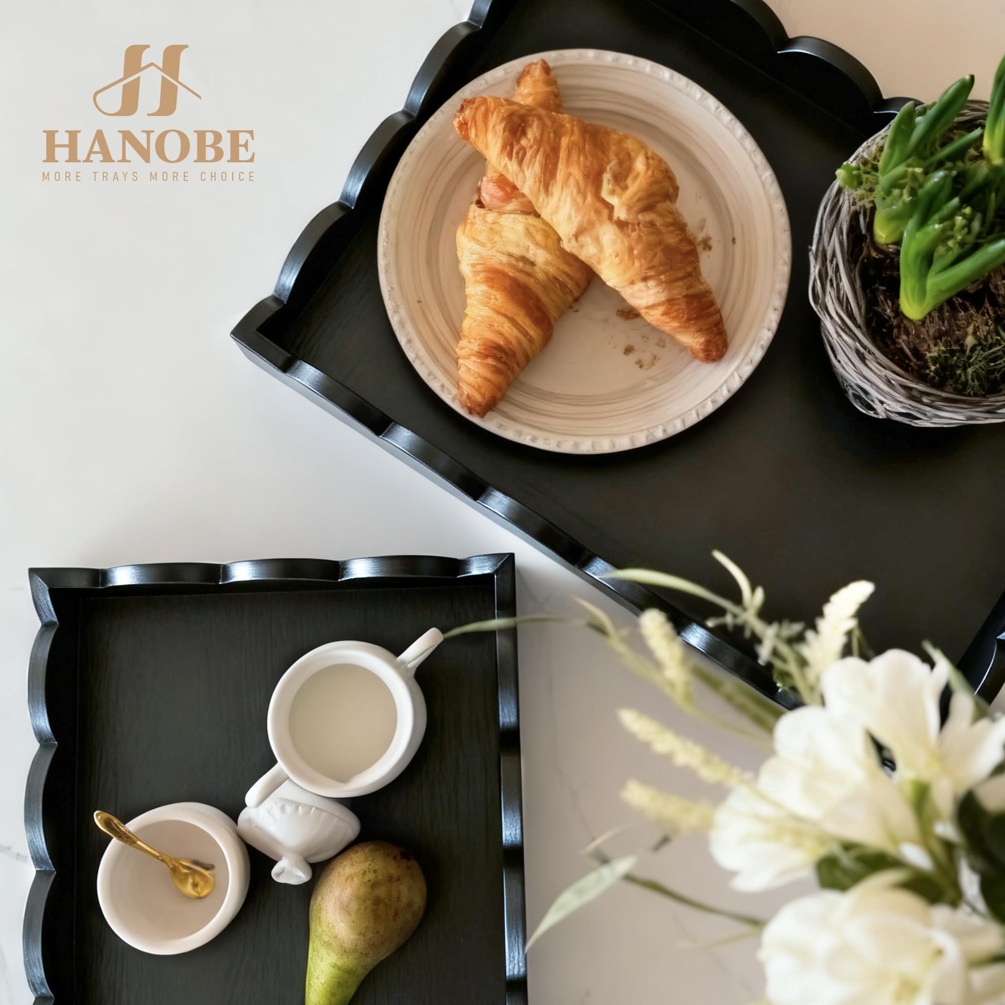 Hanobe living-room decor tray creates an organized display for small plants