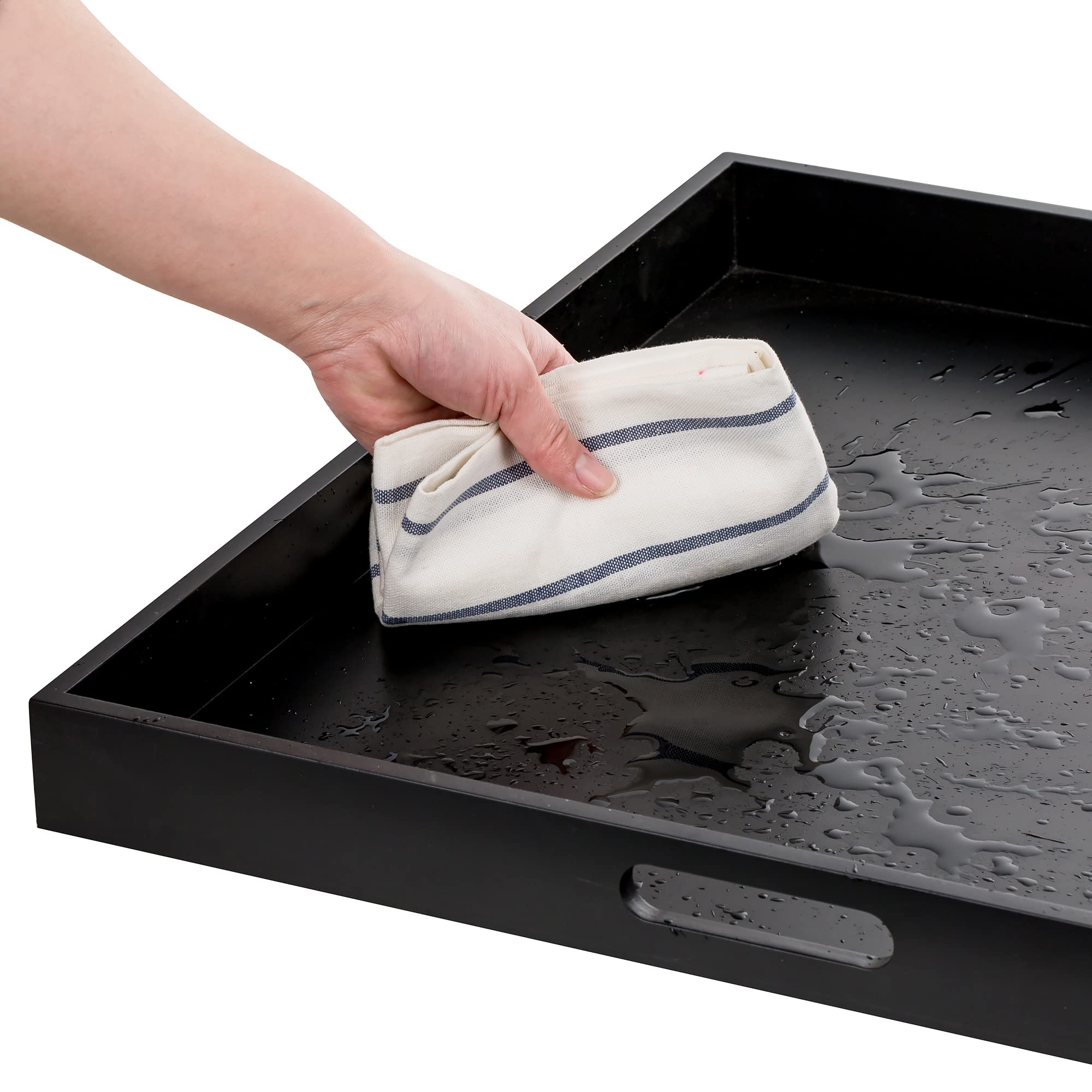 Hanobe ottoman tray matte black finish complements modern interiors
