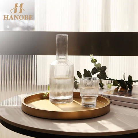 Hanobe champagne gold tray shown with candles and plants for stylish centerpiece ideas.