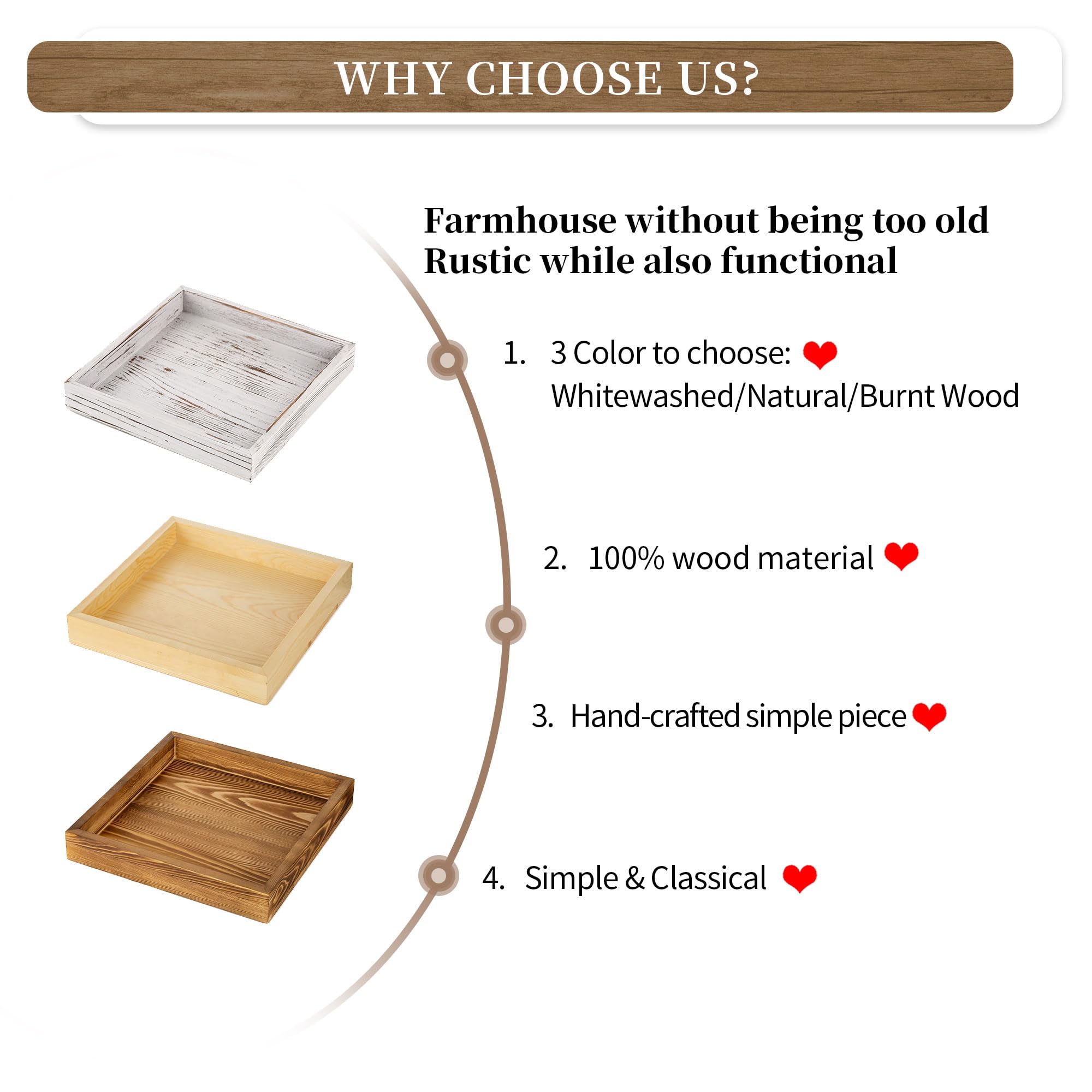 Hanobe square wooden ottoman tray compact serving for 1–2 people on a side table