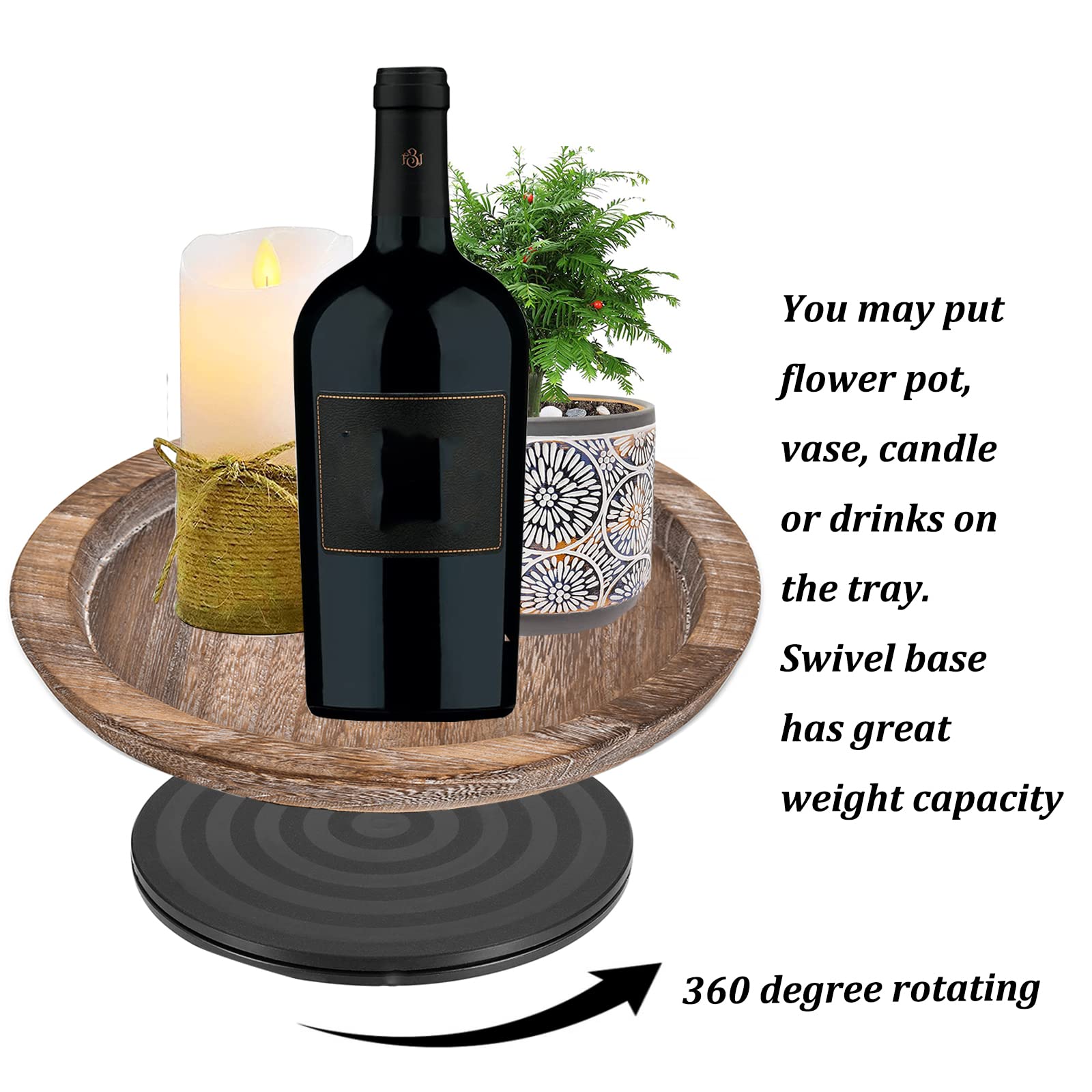 Hanobe turntable rustic tray on vanity for stylish, organized decor