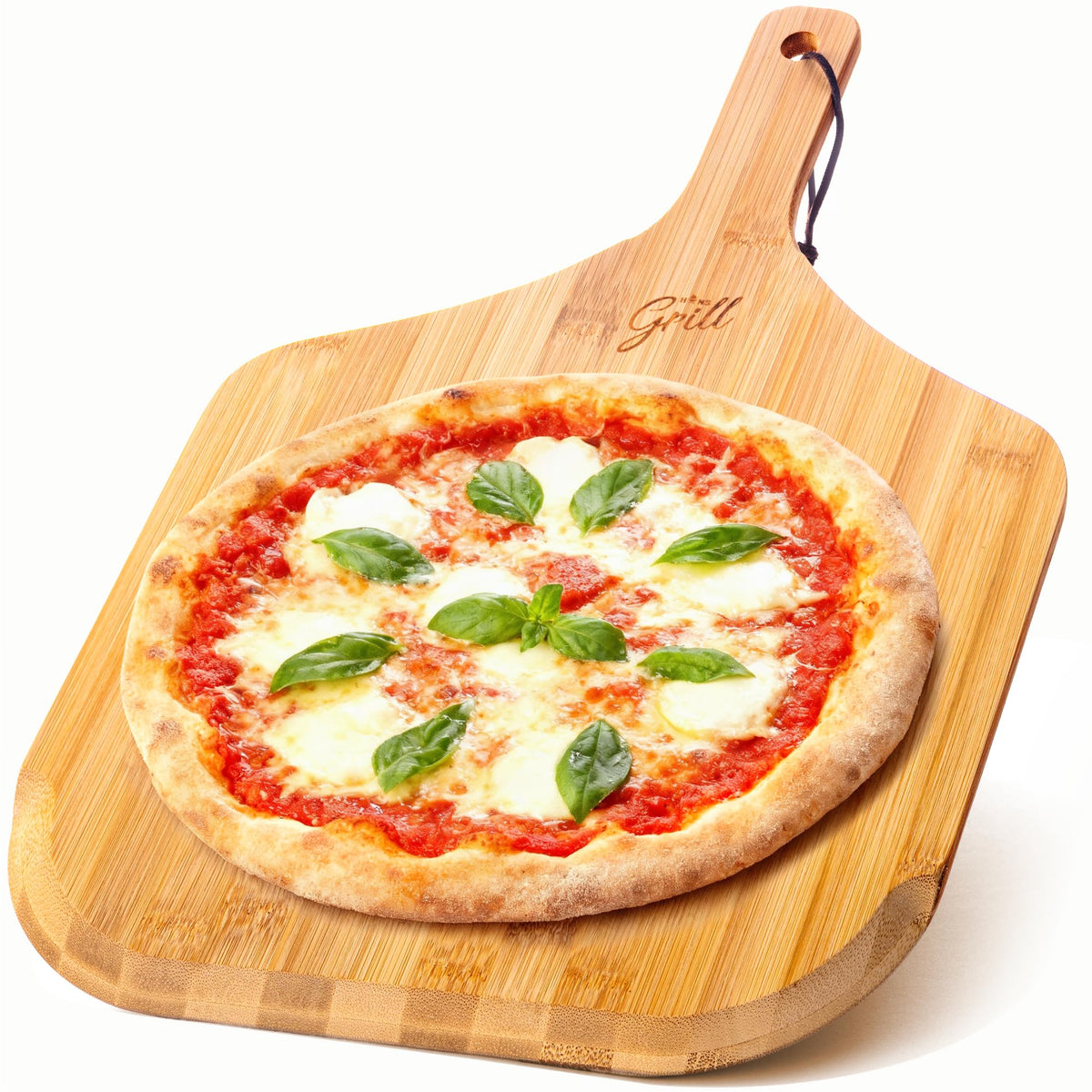 Hans Grill bamboo pizza peel 12in enables smooth oven transfers.