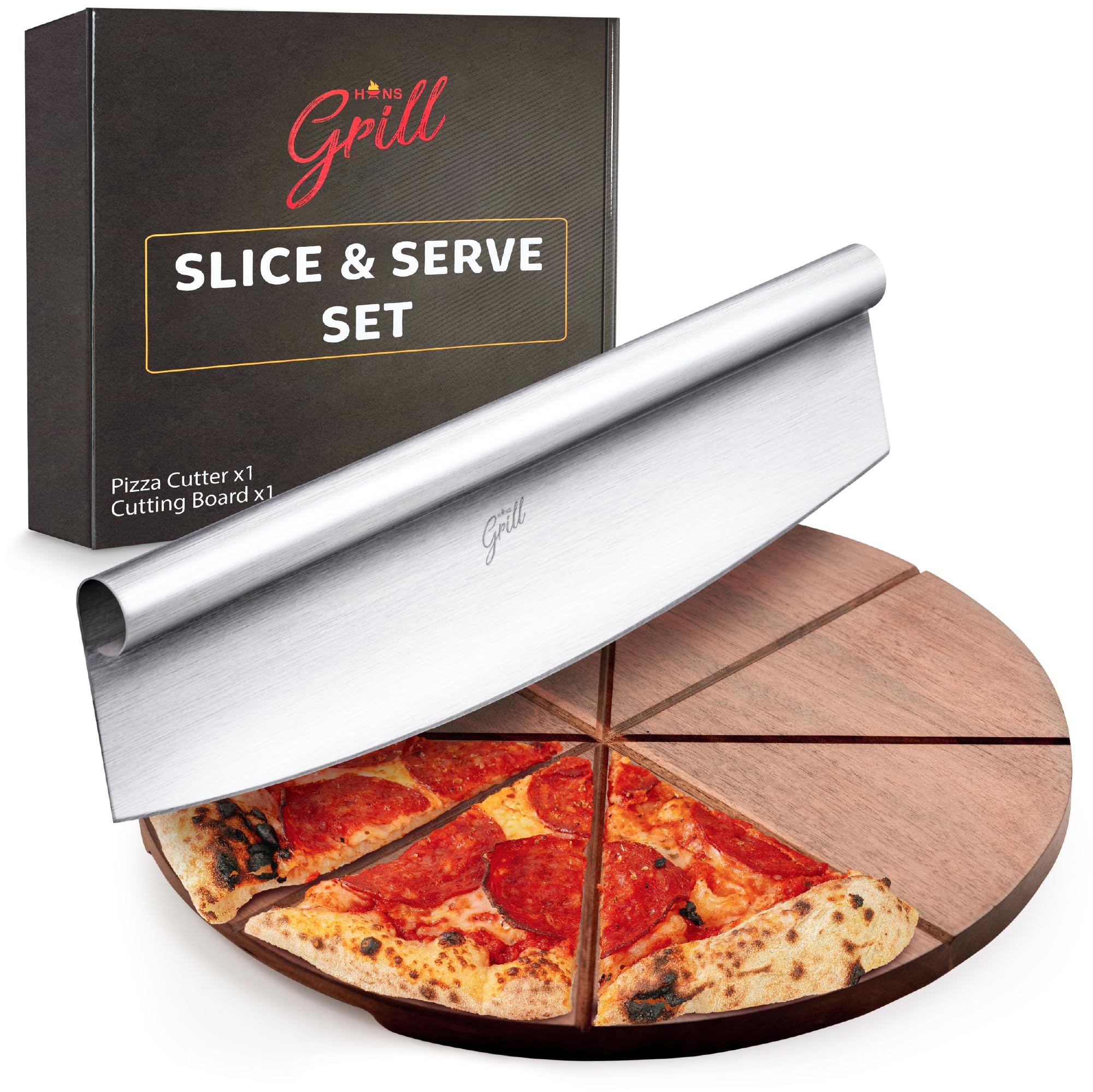 Hans Grill pizza board top view highlighting a smooth surface for clean, precise slicing.