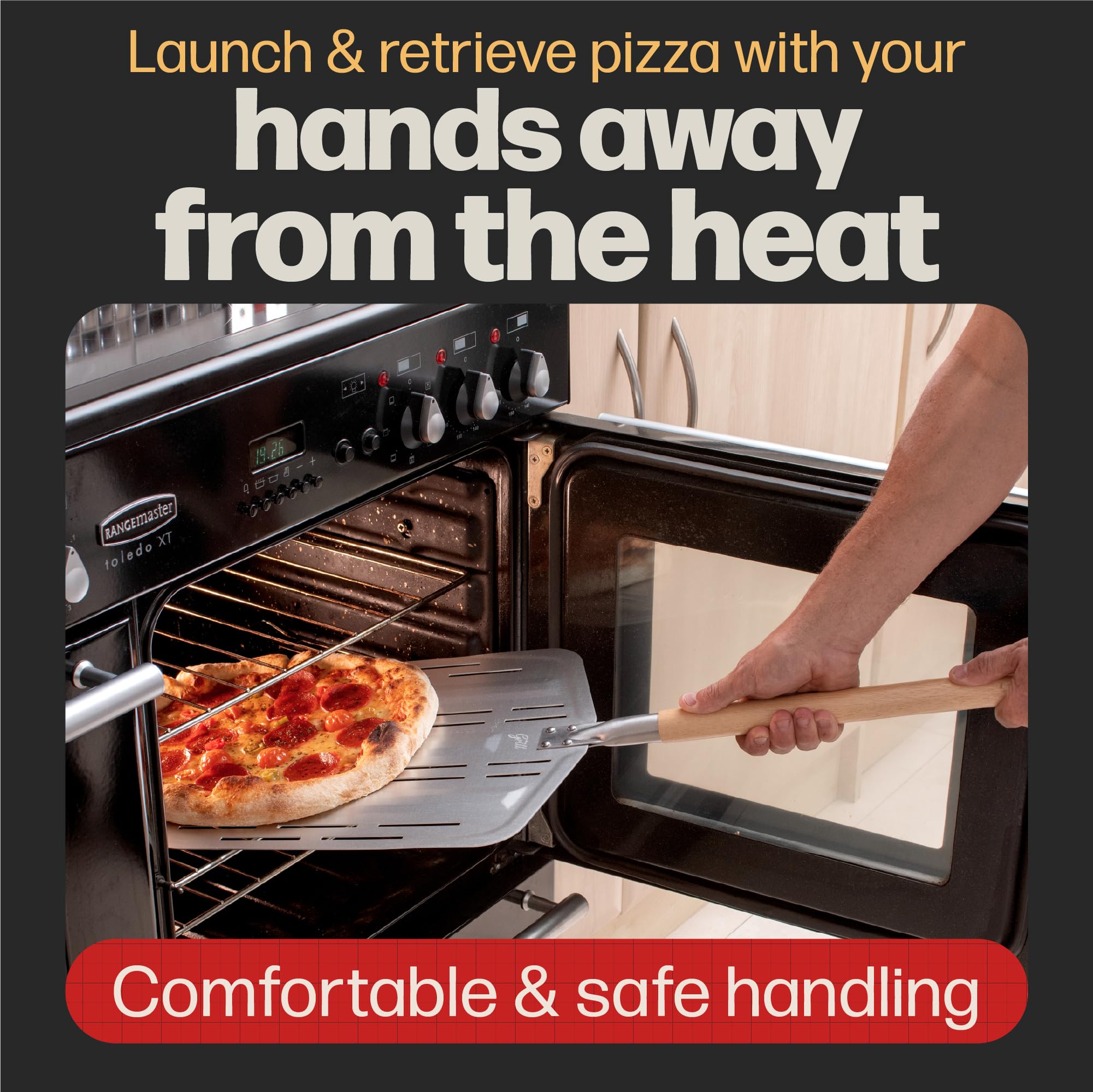 Hans Grill Pizza Peel PRO perforations vent steam for a crisper underside.