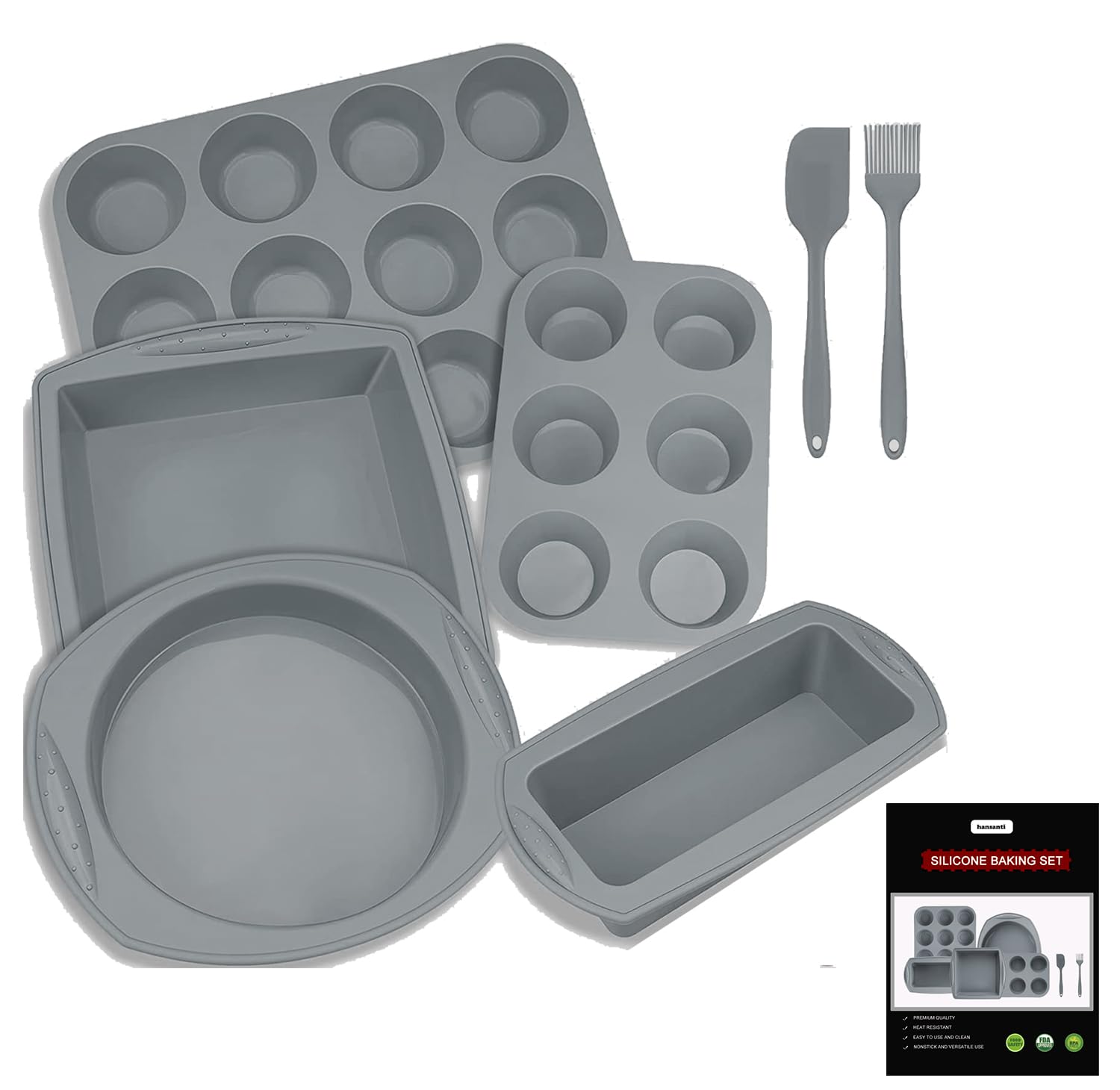 Hansanti 7in1 muffin pan 12-cup, non-stick for easy release.