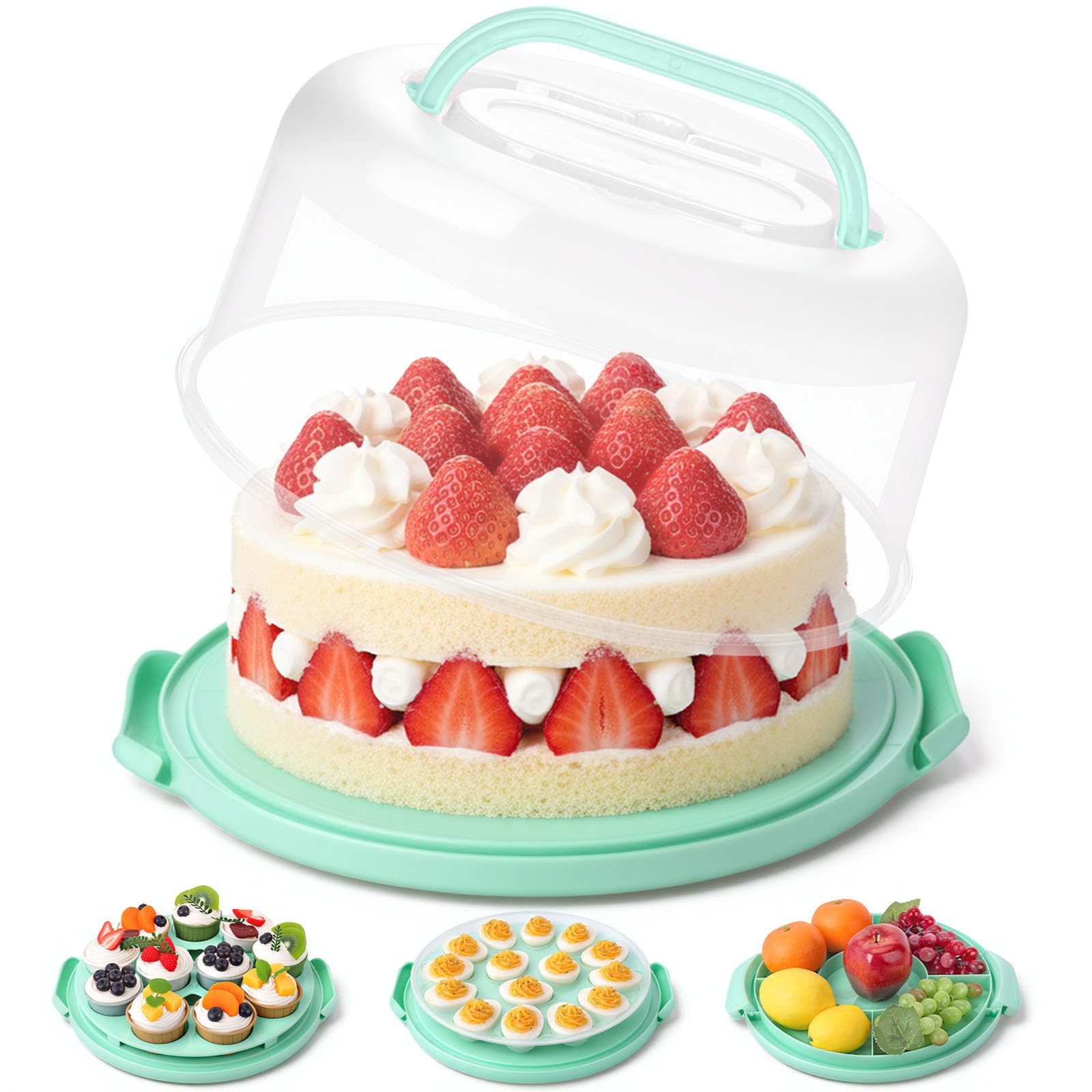 HANSGO cake carrier with lid and handles for secure transport.