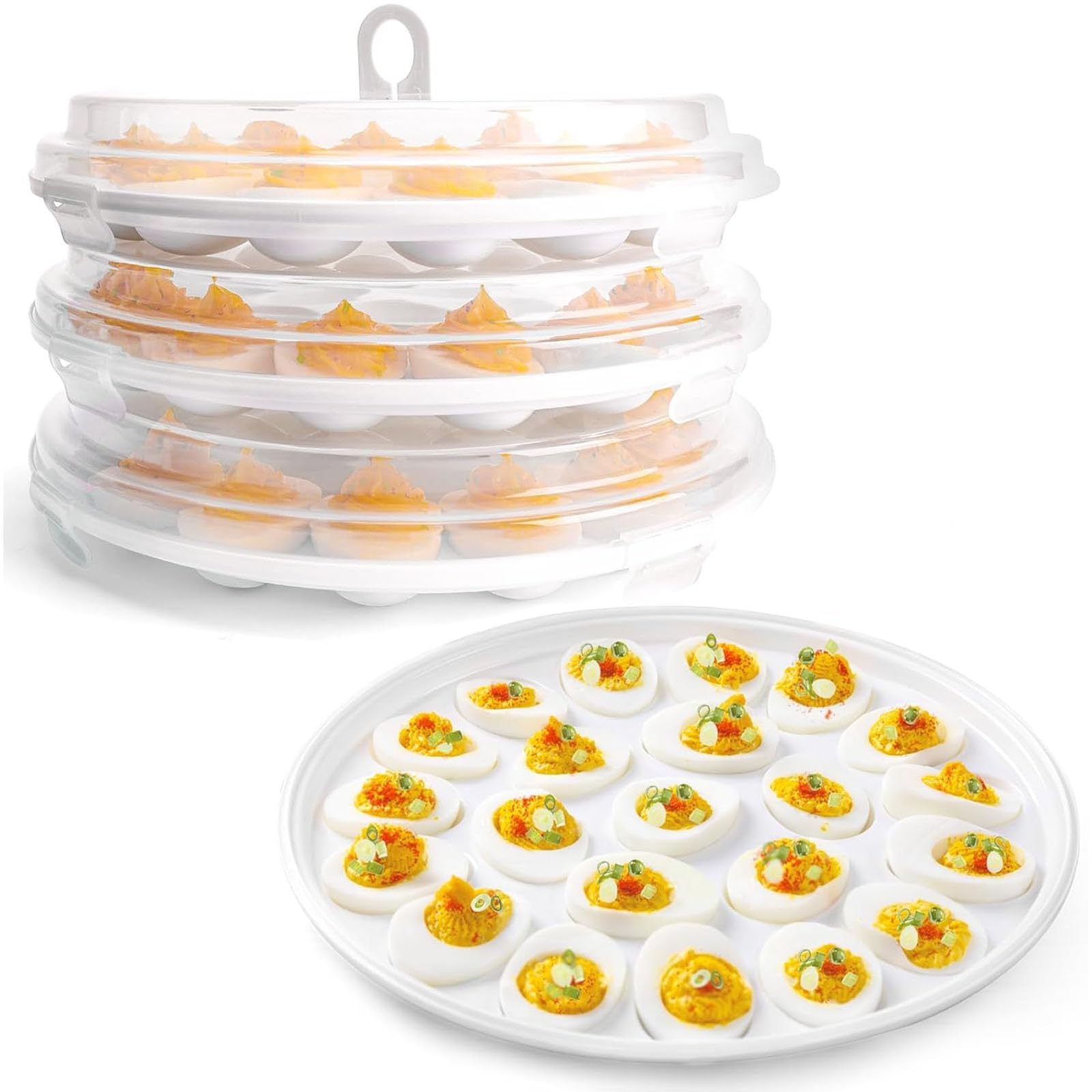 HANSGO deviled egg containers with lid, front view, ideal for party transport