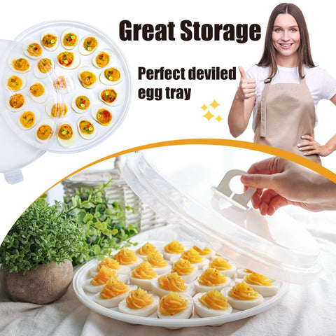HANSGO deviled egg containers with lid, top view, compact stack for fridge storage