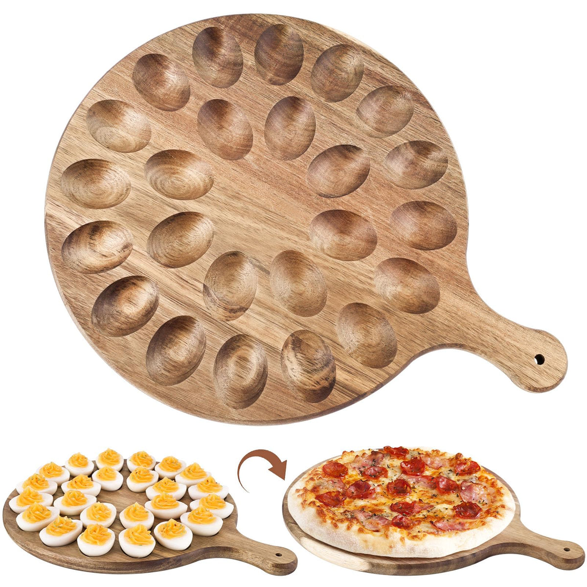 HANSGO deviled egg platter with 24 holes for easy serving at parties
