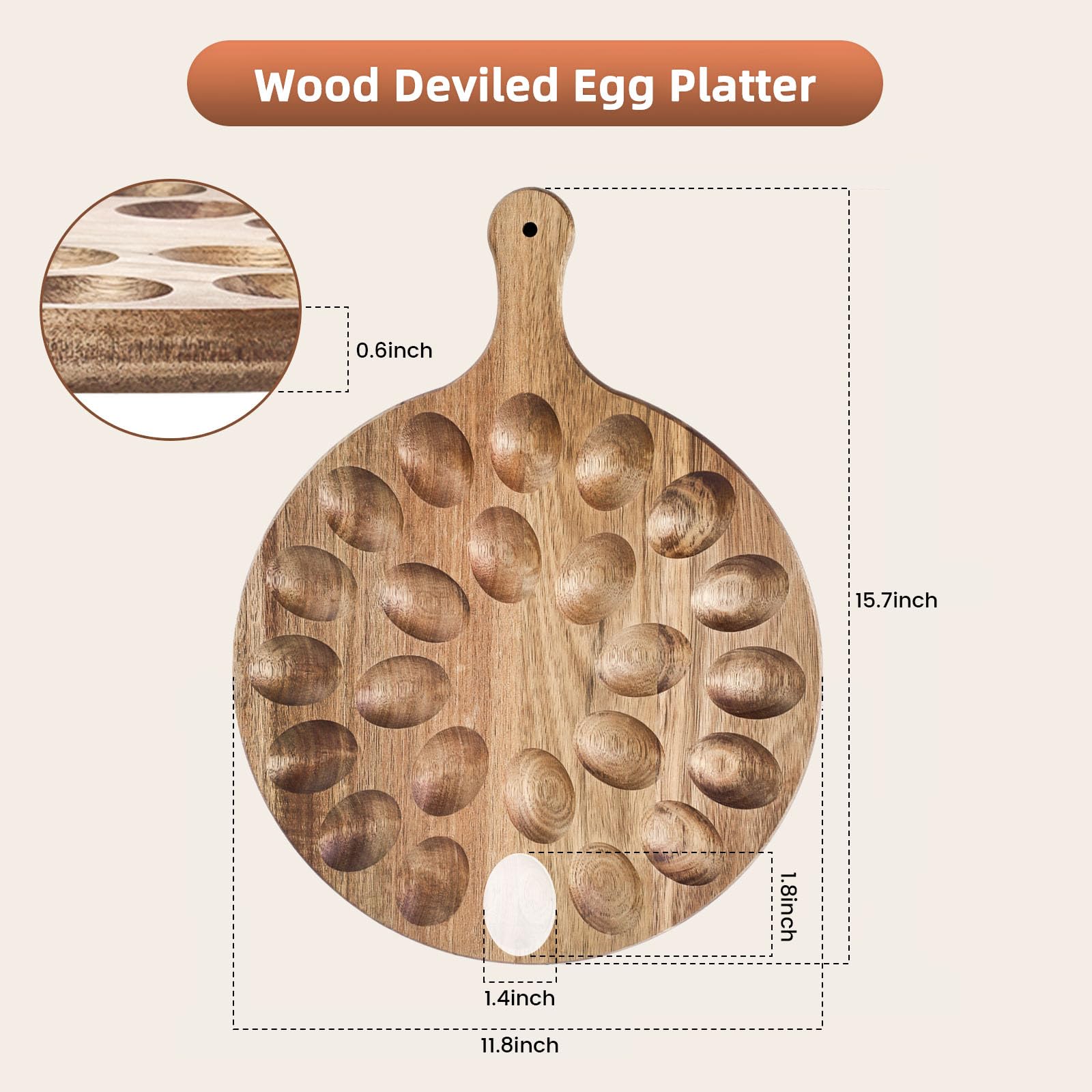 HANSGO deviled egg platter featuring a sturdy handle for portable serving