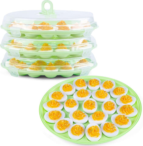 HANSGO deviled egg tray with 22 cavities keeps eggs secure during transport.