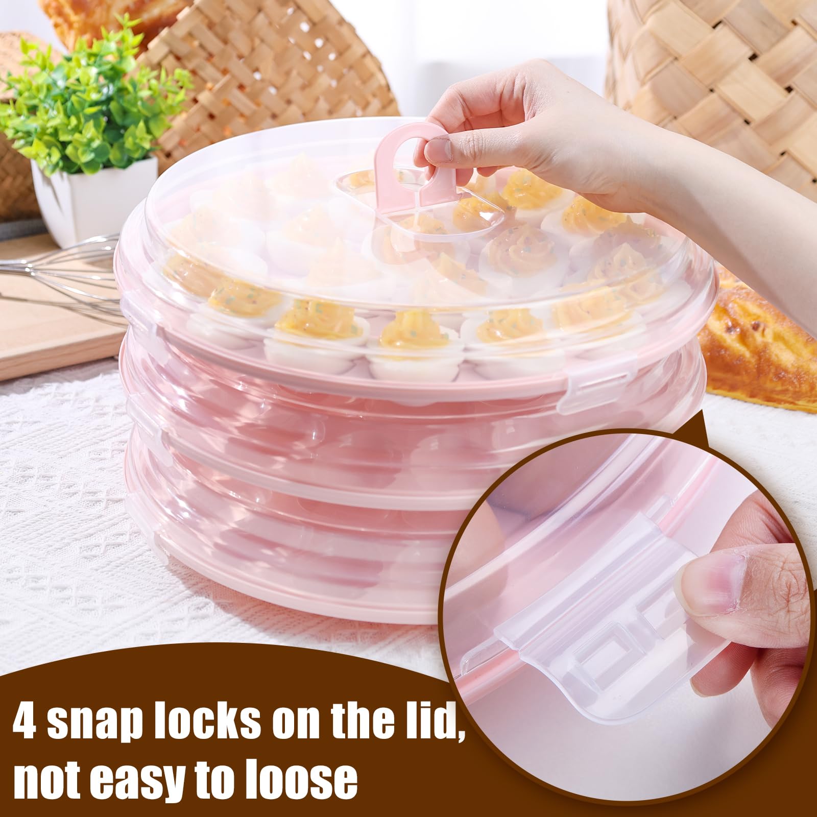 HANSGO pink lid tray ready for travel to picnics and BBQs.