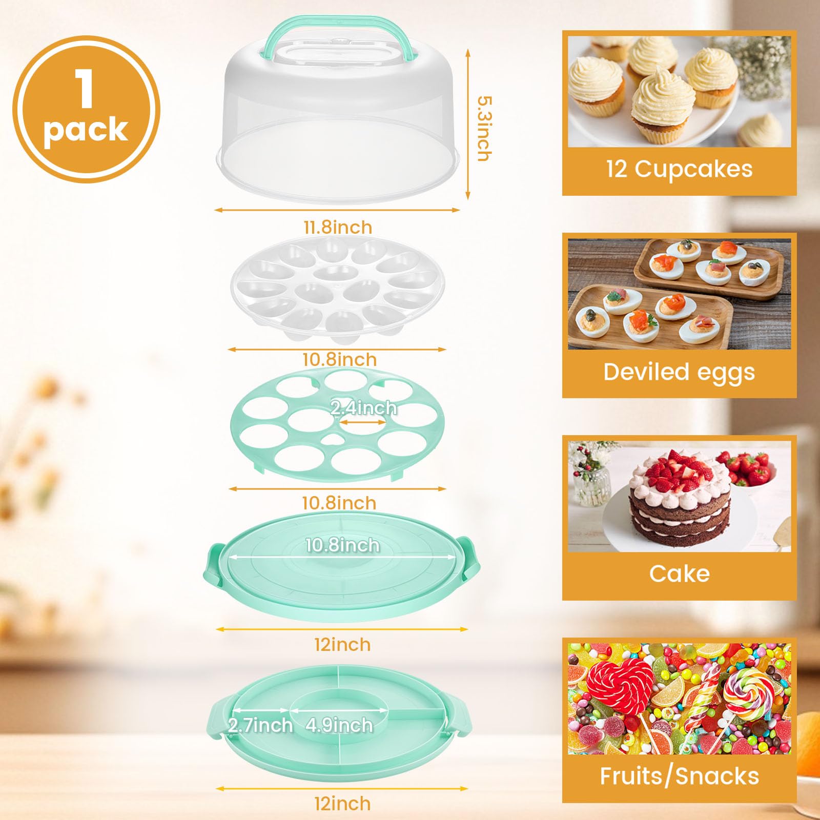 HANSGO secure snap clamps ensure airtight cake lid during transport.