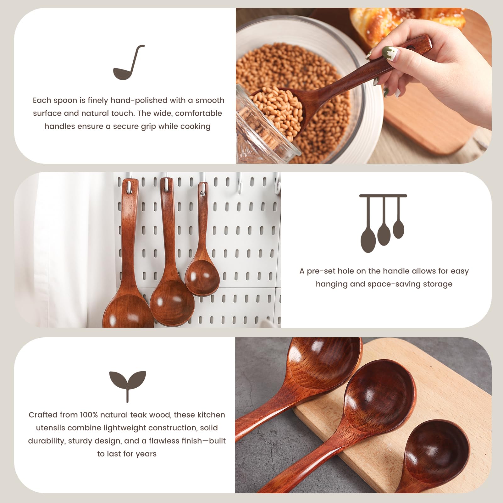 HANSGO teak spoons gift set suits housewarming and kitchen gifting.