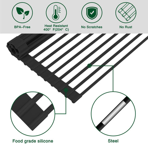 HANZENMA foldable sink drying mat stores flat when not in use
