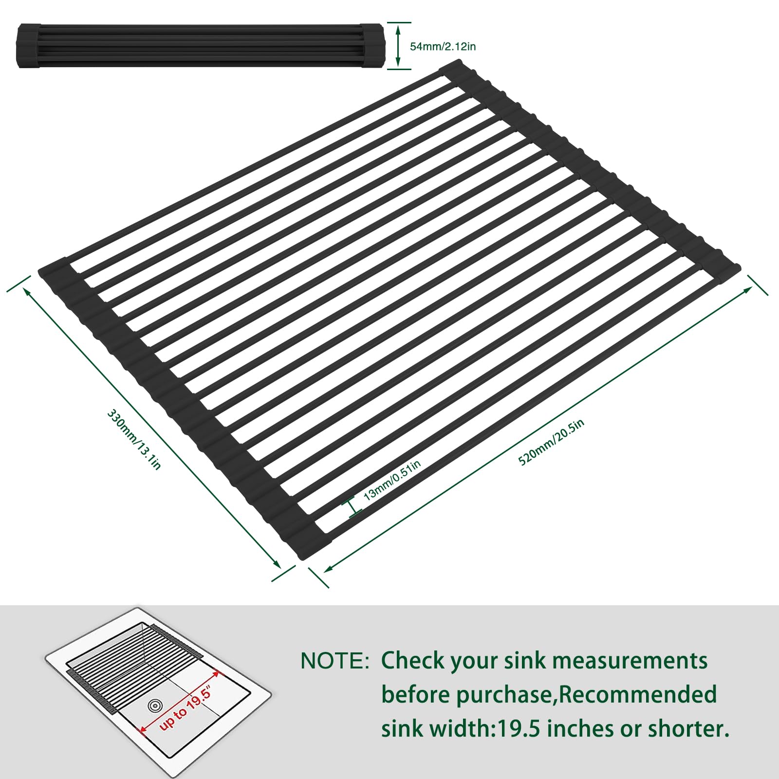 HANZENMA silicone-wrapped steel rods provide sturdy support and easy cleaning.
