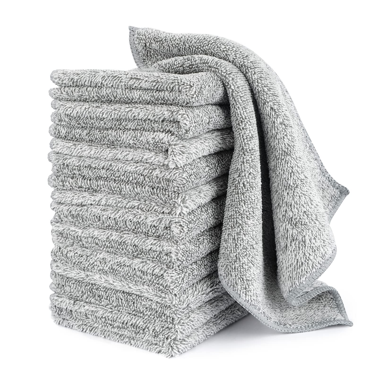 HAOBAOBEI kitchen towels 12-pack in grey for fast spill cleanup and dish drying