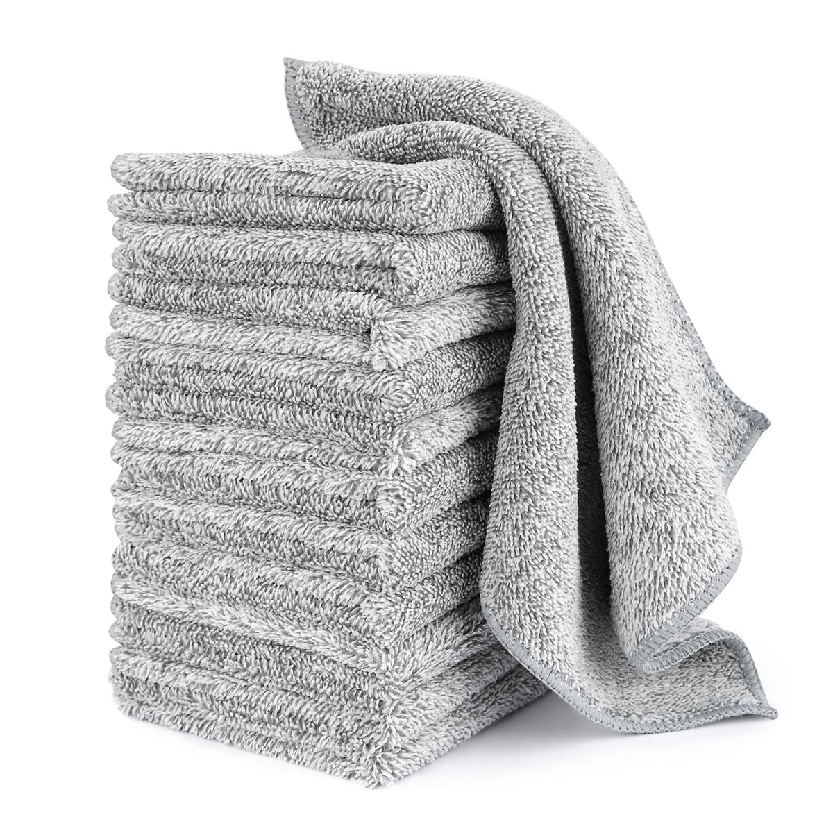 HAOBAOBEI kitchen towels 12-pack in grey for fast spill cleanup and dish drying