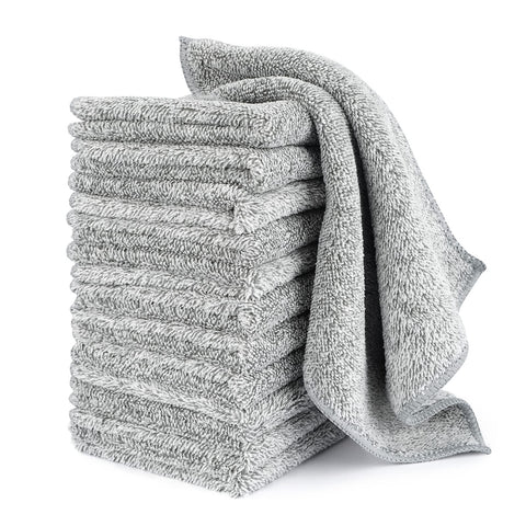 HAOBAOBEI kitchen towels 12-pack in grey for fast spill cleanup and dish drying