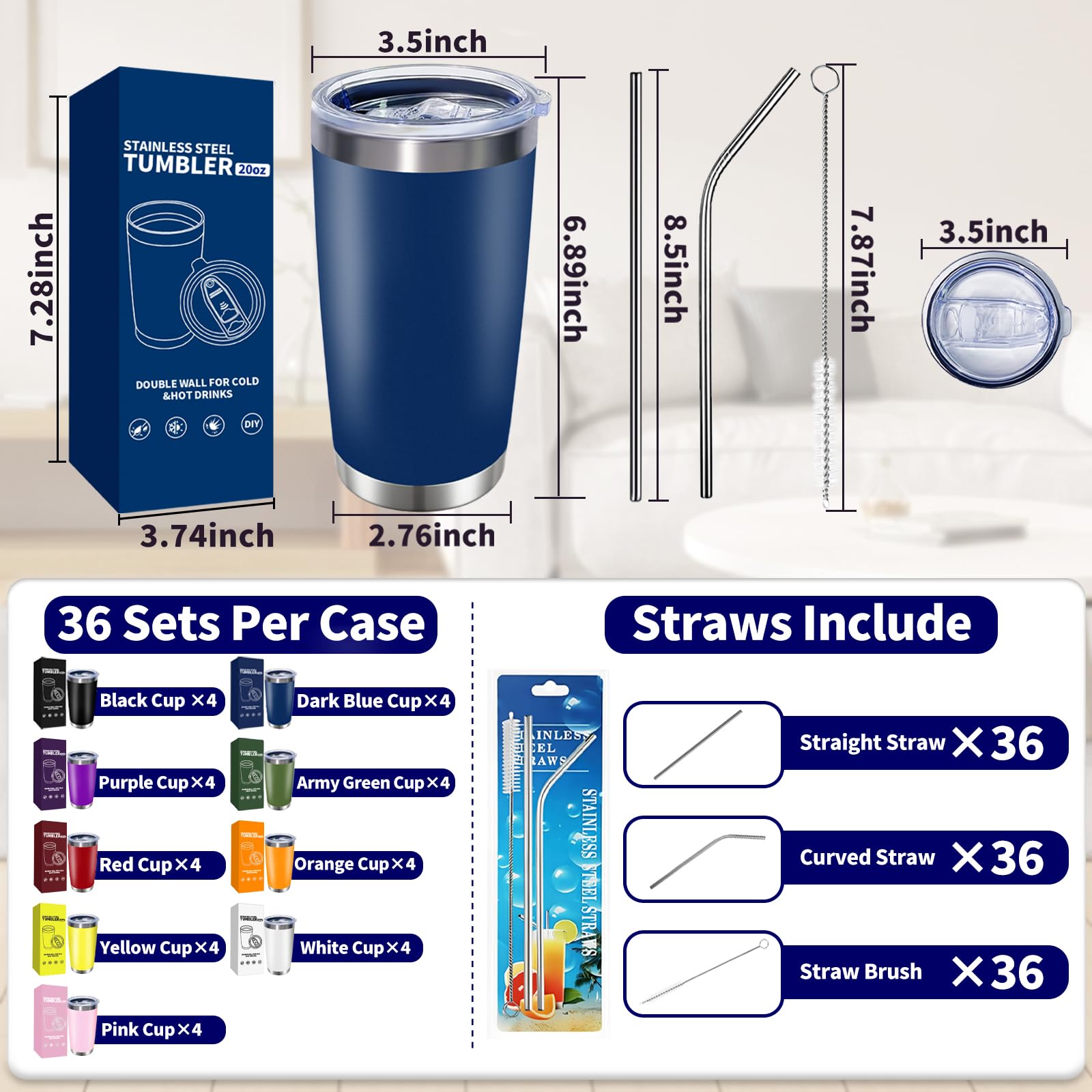 HAOLI 36-pack tumbler set with bulk packaging ideal for events and cafes.