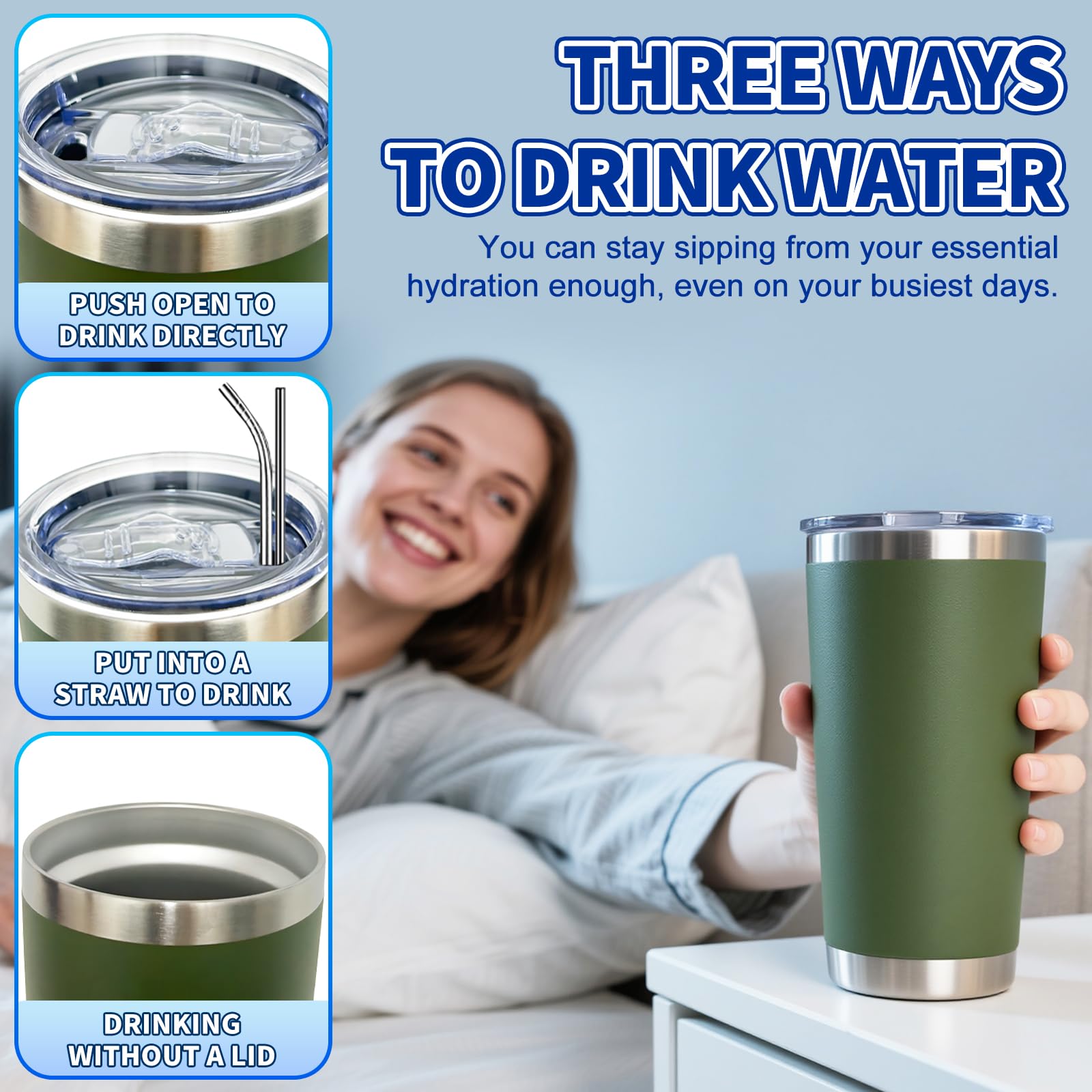 HAOLI lightweight 0.75 lb tumbler is portable for on-the-go.