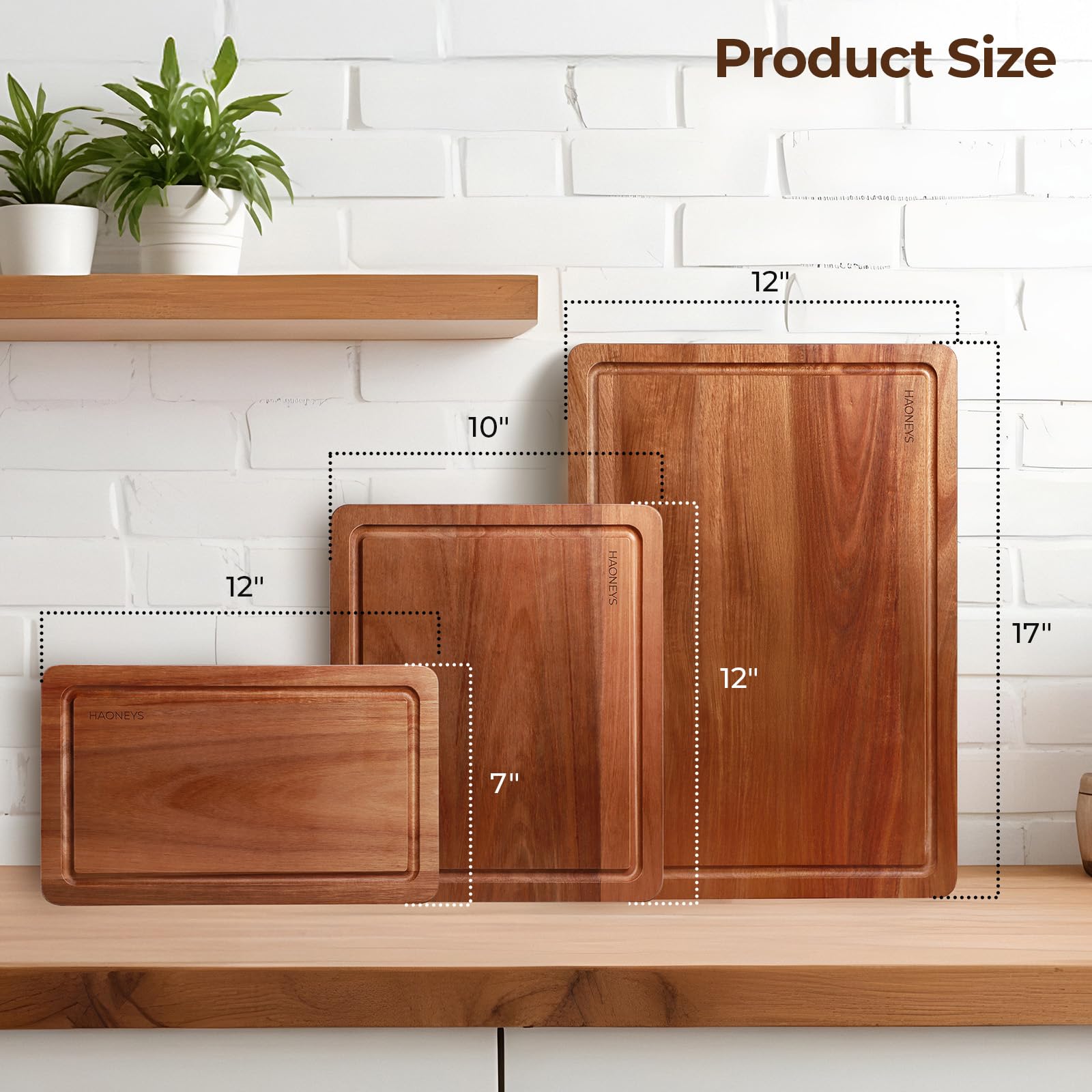 HAONEYS cutting board 12x10 with built-in handles for easy transport