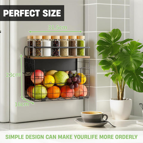 Haotao fridge organizer upper layer holds spice bottles and oils neatly.