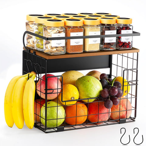 Haotao metal shelf helps declutter kitchen counter space.