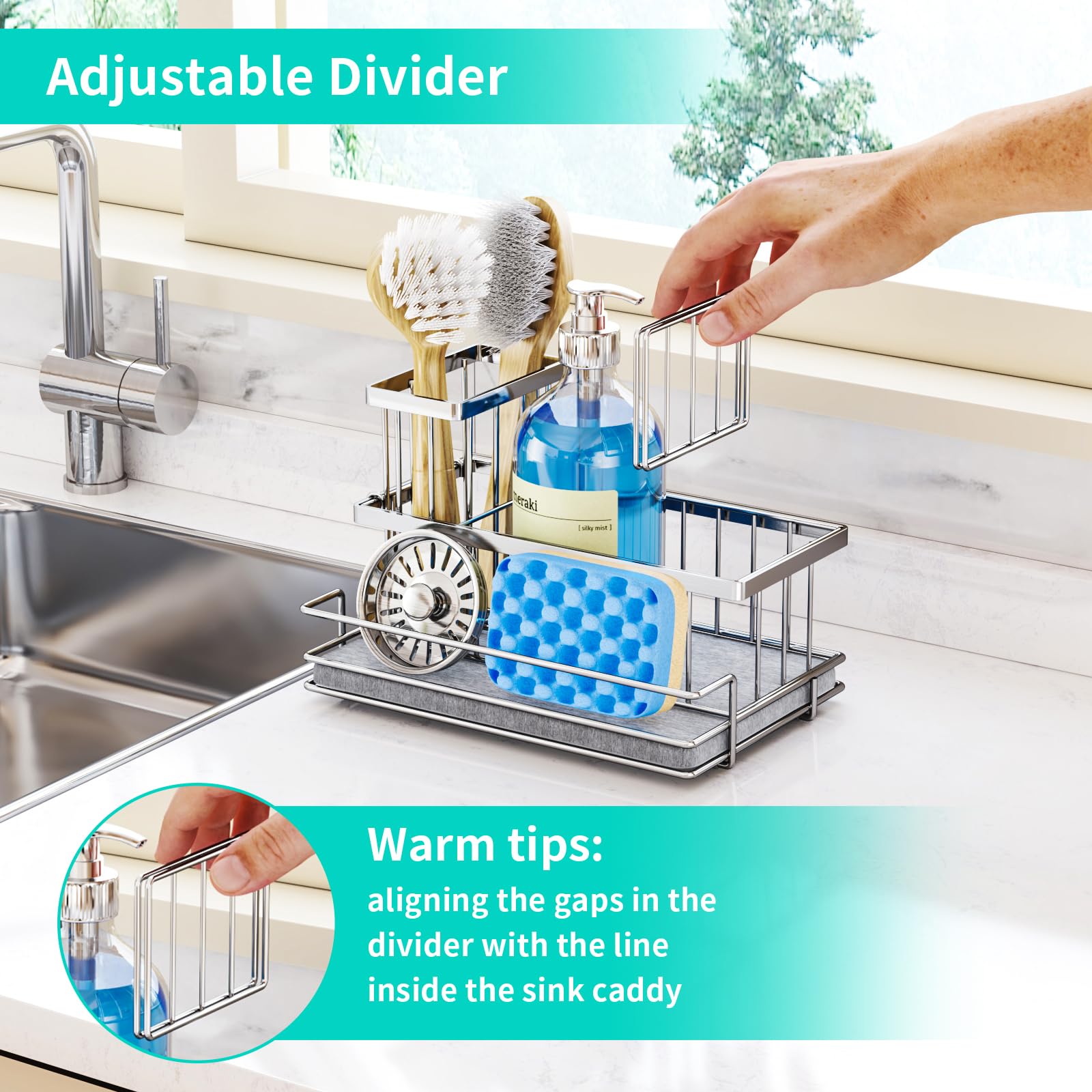 Compact footprint on kitchen counter demonstrates space-saving size