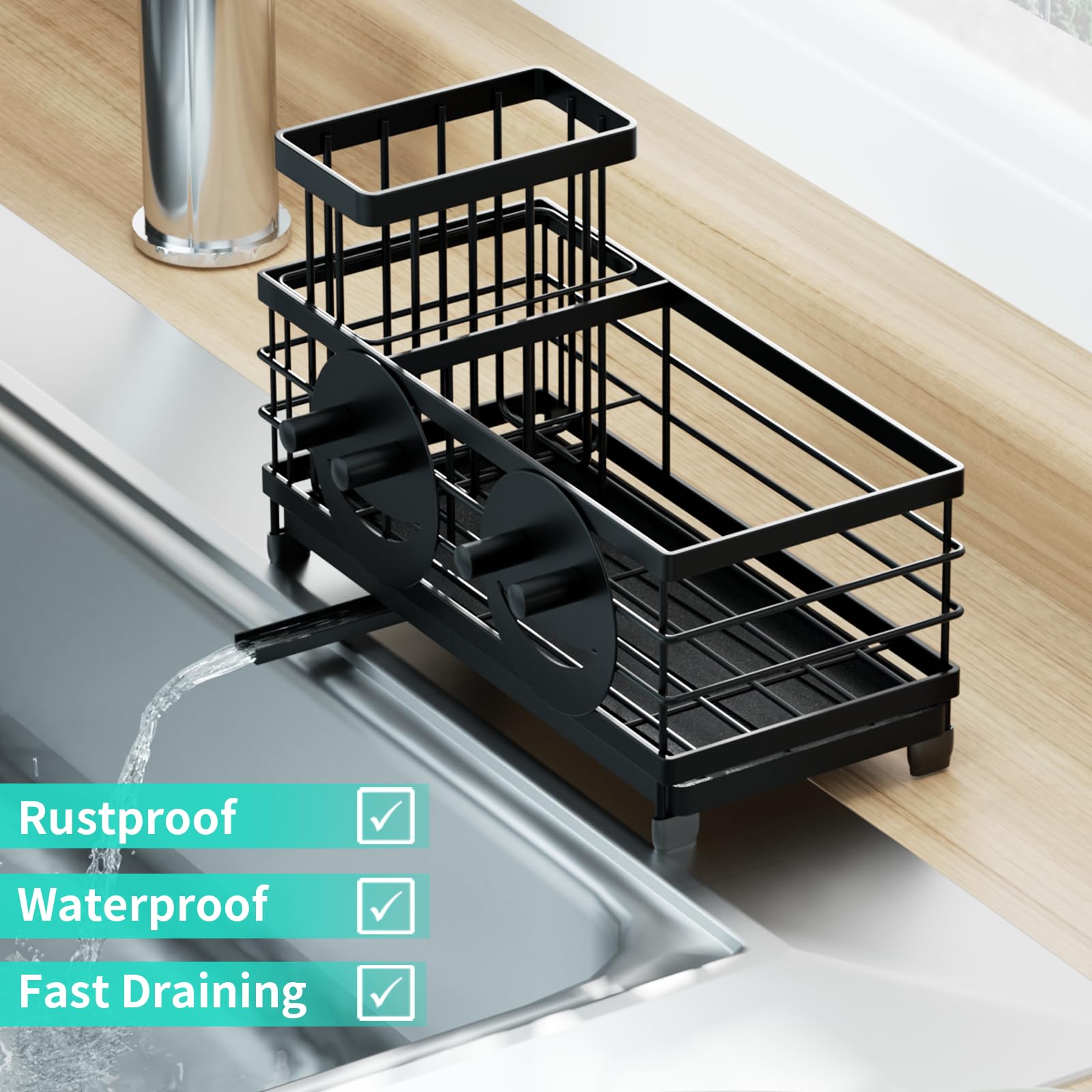 HapiRm non slip foot pads keep the caddy secure during busy prep