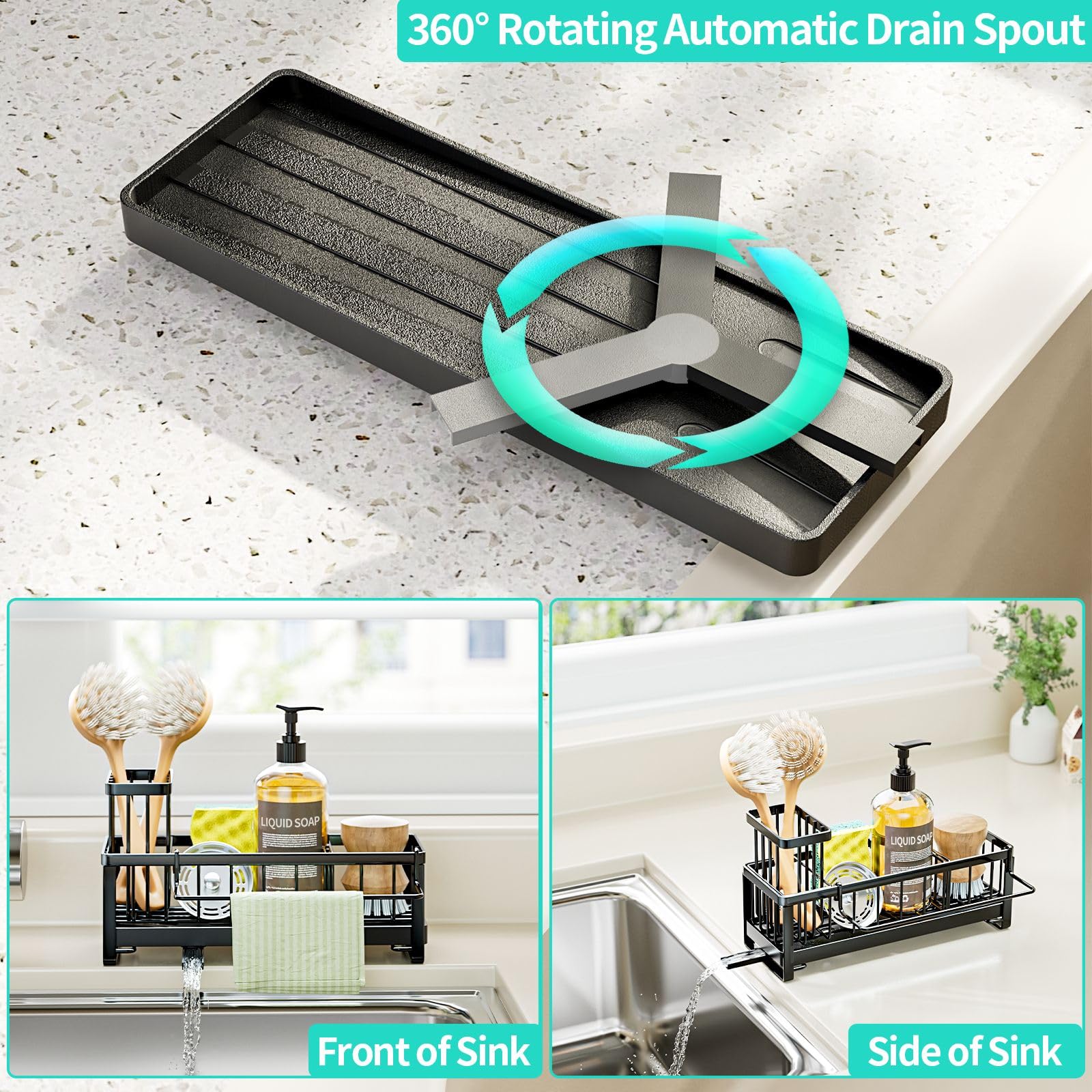 HapiRm sponge holder shows removable brush area for tidy dish brushes.